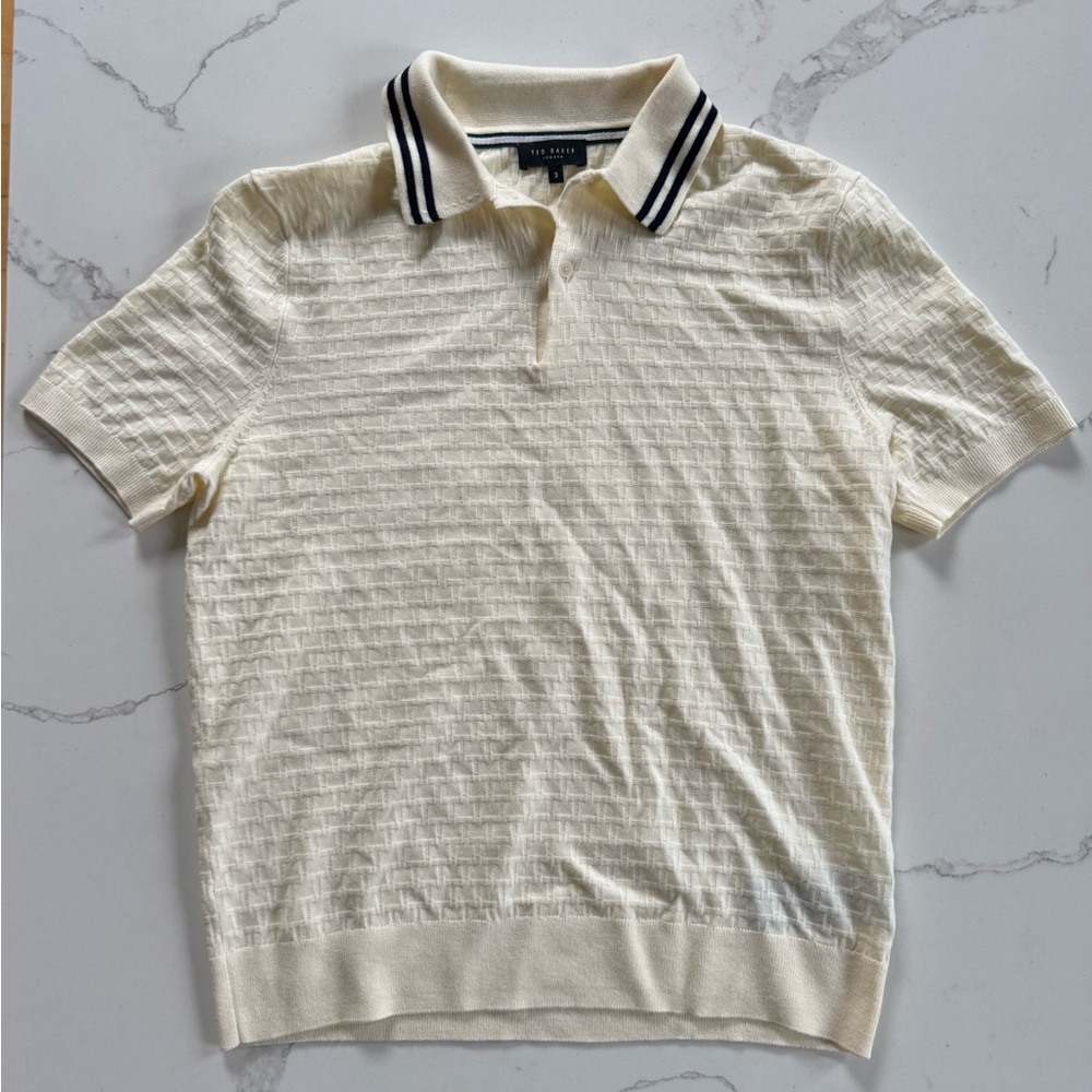 Ted Baker London - Short Sleeve Regular Fit Textured Polo - Large